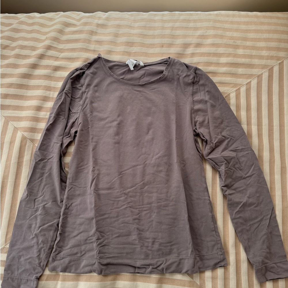 H&M Long Sleeve Tee in Taupe